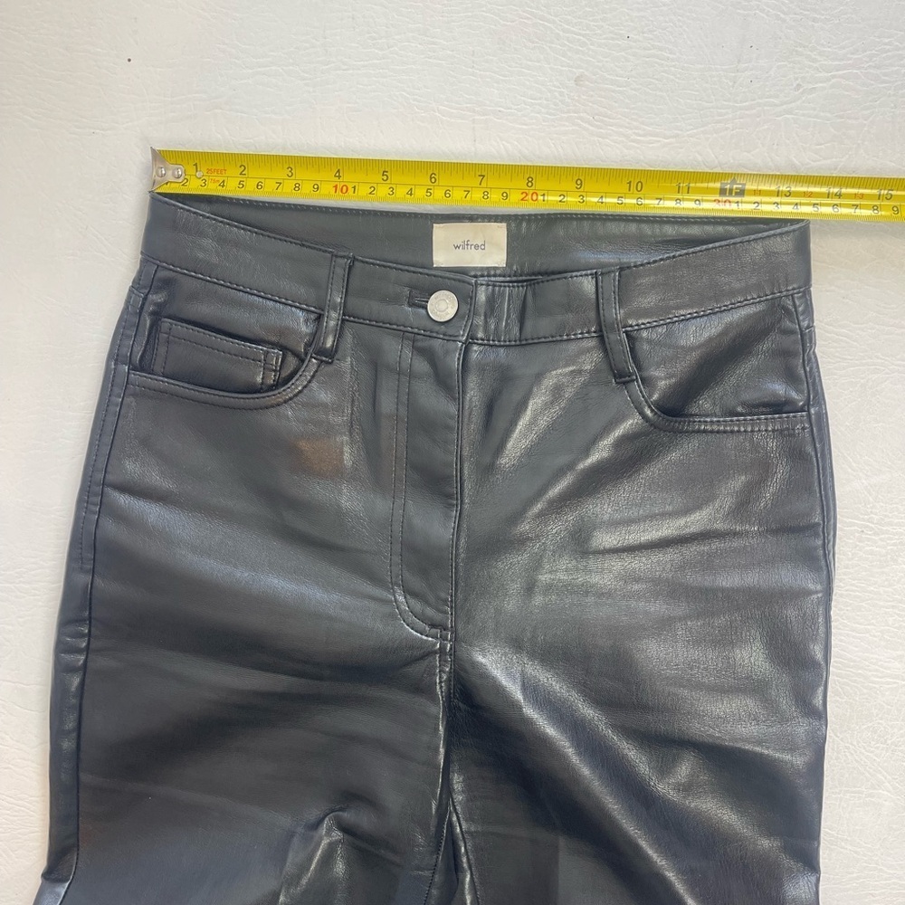 Aritzia Wilfred Vegan Leather High Rise Flare Pants Black Size - Picture 9 of 12